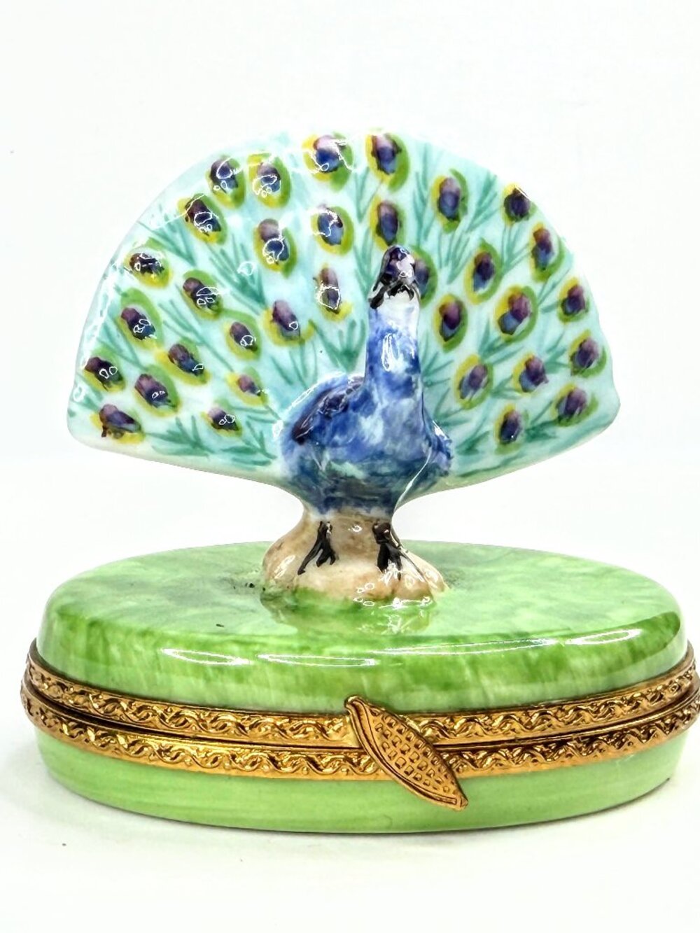 Pierre Arquié Limoges France Hand Painted Peacock Limited Edition Box A1069